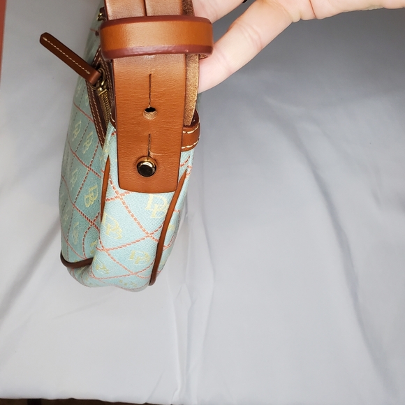 Dooney & Bourke leather and teal canvas watermelon hobo purse - Picture 8 of 10